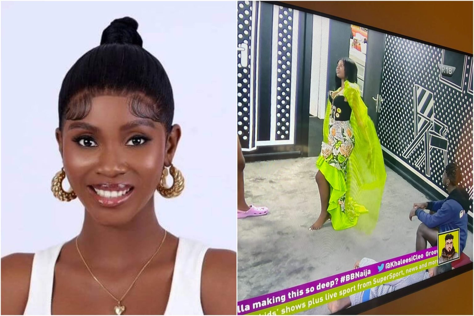 BBNaija: Modella Stuns Viewers With Gorgeous Looking Needle & Thread Dress (Photos)